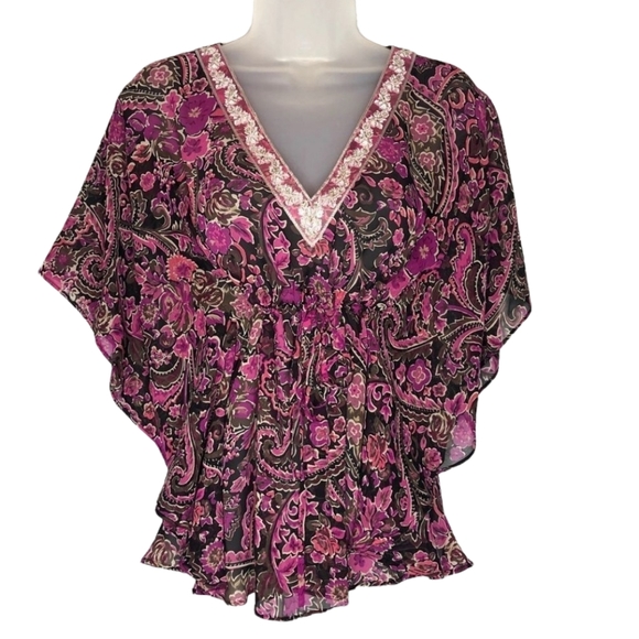 Banana Republic Tops - Banana Republic Silk Purple Boho Top